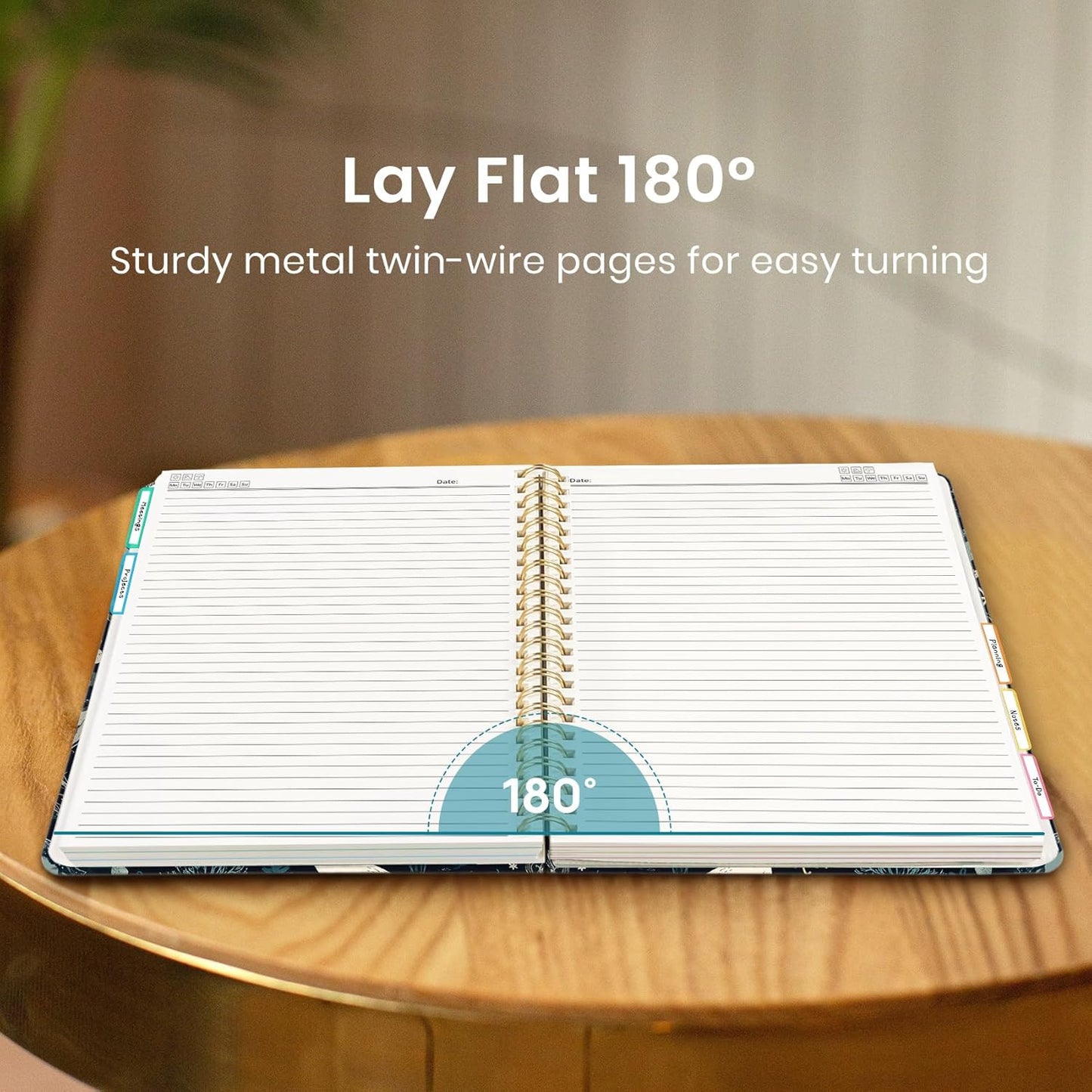 Large Lined Spiral Journal for Women Cute Hardcover 5 Subject Notebook for Work 8.5" x 11" with Removable Dividers & Tabs, College Ruled, 280 Pages Aesthetic Journal for Work, School & Note Taking, Garden of Whimsy