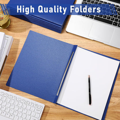 Resurhang 15 Pack 8. 5 x 11 Blue Pressboard Report Covers, Letter Size Paper Folders with Metal Prong Fastener, 3'' Capacity Glossy File Documents Presentation Binder Portfolios Holders