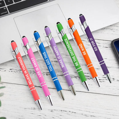PASISIBICK 3.86 in Blue Ink Refills for Ballpoint Pen with Stylus Tip, Soft Touch Click Pen, 2 in 1 Metal Pens, Medium Point(Pack of 40)