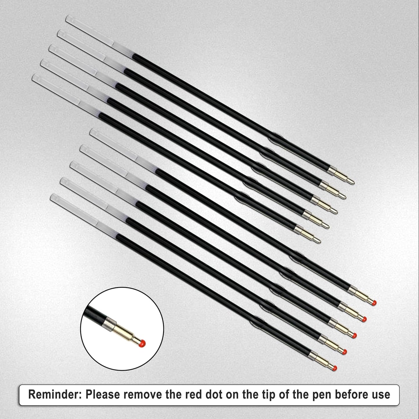 Linbsunne 50 Pieces Ballpoint Refills Medium Point 1mm Black Ink Replaceable Ball Point Pen Refills for Men Women (50pcs-Black Ink, Length can be Cut)