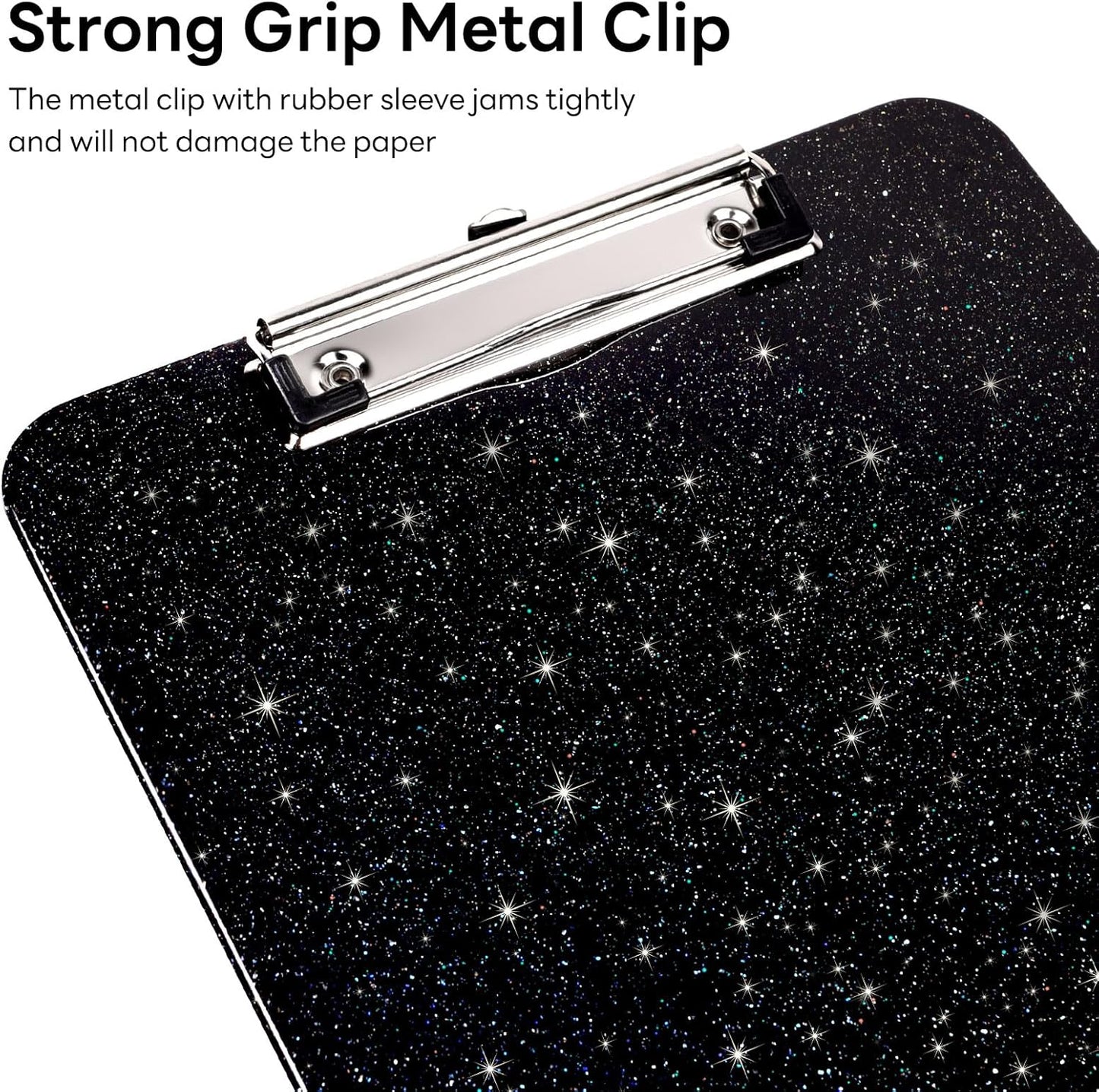 A4 Plastic Glitter Clipboard, Sparkly Pink 12.5 x 9 Letter Size for Classroom, Students, Teacher, Nurse, 8.5 x 11 Clip Board with Low Profile Clip, Office & School Supplies
