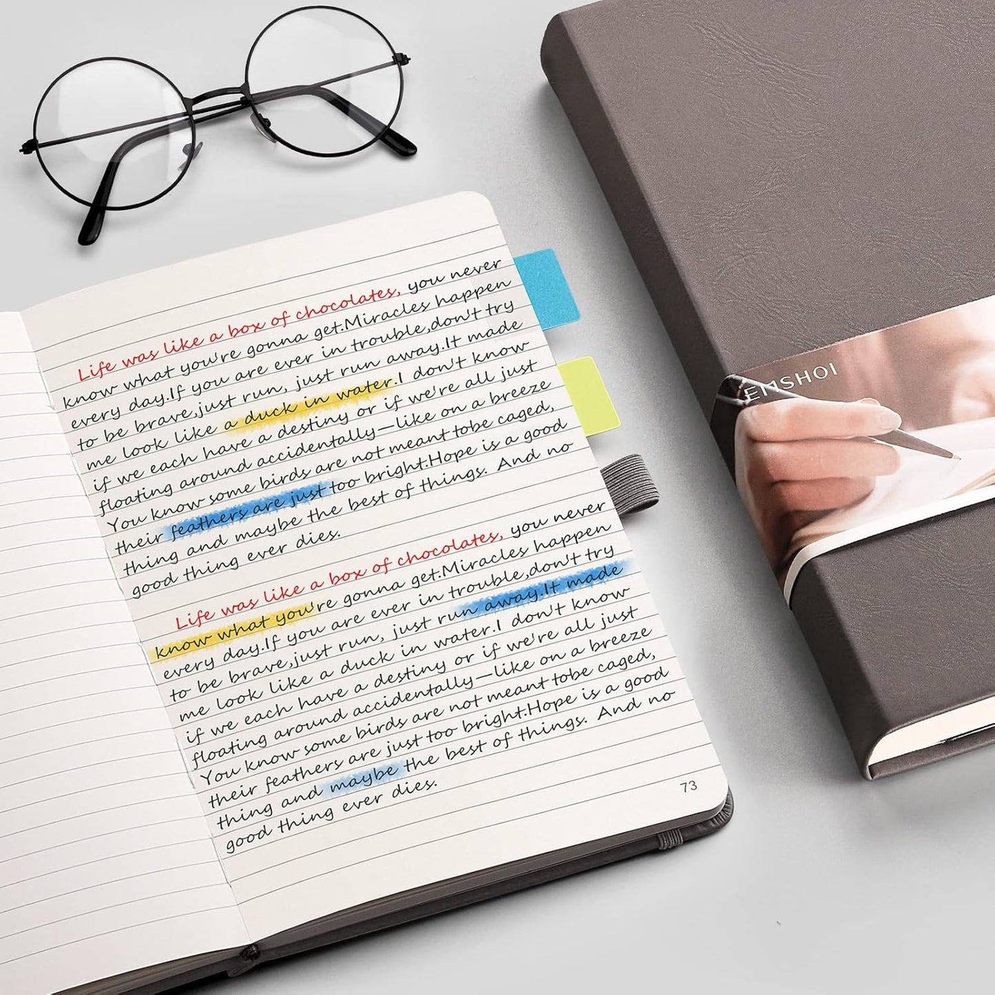 EMSHOI Graph Paper Notebook - 256 Pages A5 Graph Notebook/Journal, Hard Cover, 120gsm Thick Paper, Smooth PU Leather, Inner Pocket, 5.75'' × 8.38''-Black