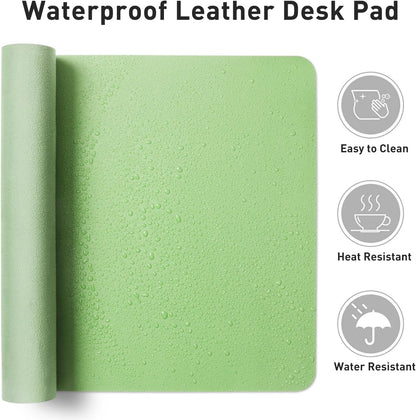 Aothia Leather Office Desk Pad Protector, Non-Slip PU Leather Desk Blotter, Waterproof Laptop Writing Mouse Pad for Office and Home, Black, 31.5" x 15.7" - Colors B