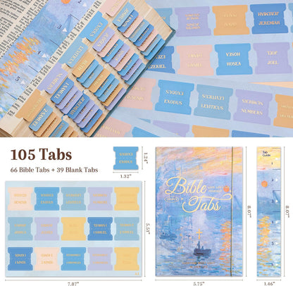 Laminated Bible Tabs, Gold Foil Embossed Lettering Bible Chapter Index Tabs for Women Men, Reposition Large Print Sticky Labels, Easy to Read and Apply, 105Chapters Labels for Easy Navigation (Black)