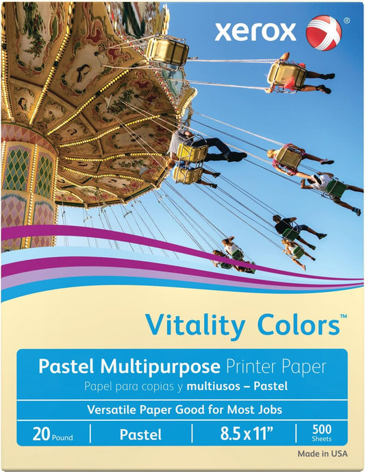 Xerox® Vitality Colors™ Multipurpose Printer Paper, Letter Paper Size, 20 Lb, 30% Recycled, Ivory, Ream Of 500 Sheets