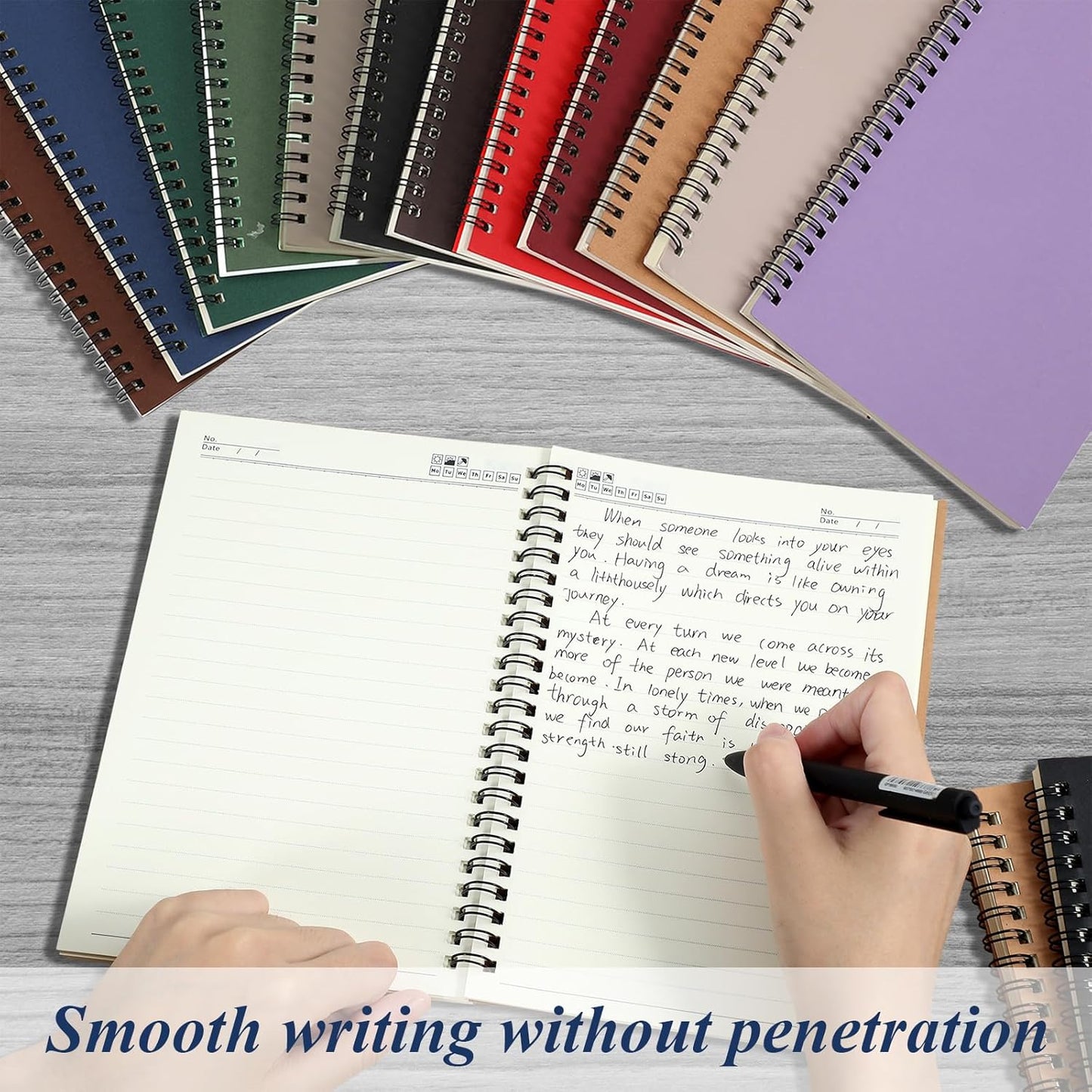Leelosp 12 Pack Small Spiral Notebook Lined Spiral Journal College Ruled Notebook Wire Bound Kraft Cover, 120 Pages for Work (Multicolor,5.5 x 8.3 Inch)