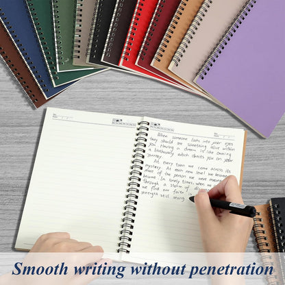 Leelosp 12 Pack Small Spiral Notebook Lined Spiral Journal College Ruled Notebook Wire Bound Kraft Cover, 120 Pages for Work (Multicolor,5.5 x 8.3 Inch)