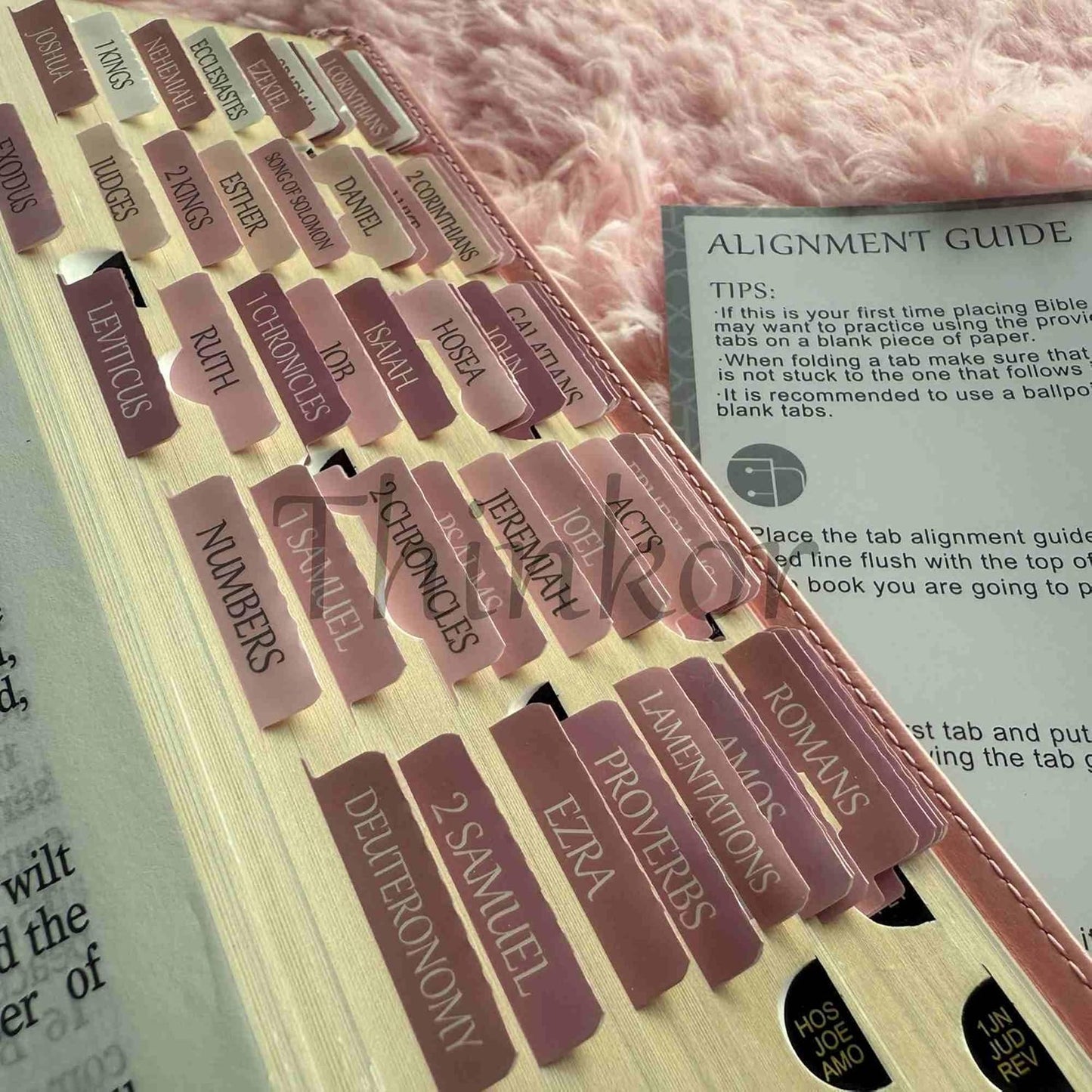 Thinkor- Repositionable Bible Tabs, 66 Pink Theme Laminated Tabs for Women, Thinkor for Study Bible