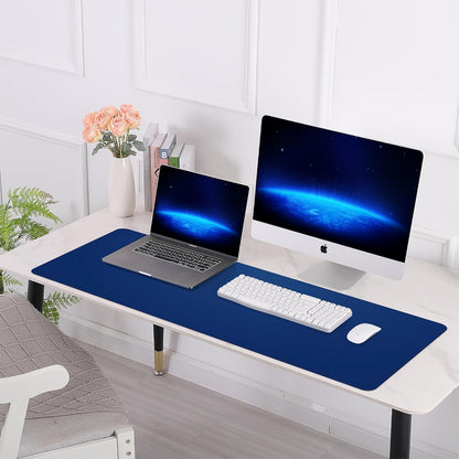 Large Desk Mat 47.2" x 17" Leather Desk Pad Protector with Natural Cork & PU Leather, Non-Slip Office Desk Mat, Large Mouse Pad, Waterproof Desk Blotter pad for Office&Home(Black)