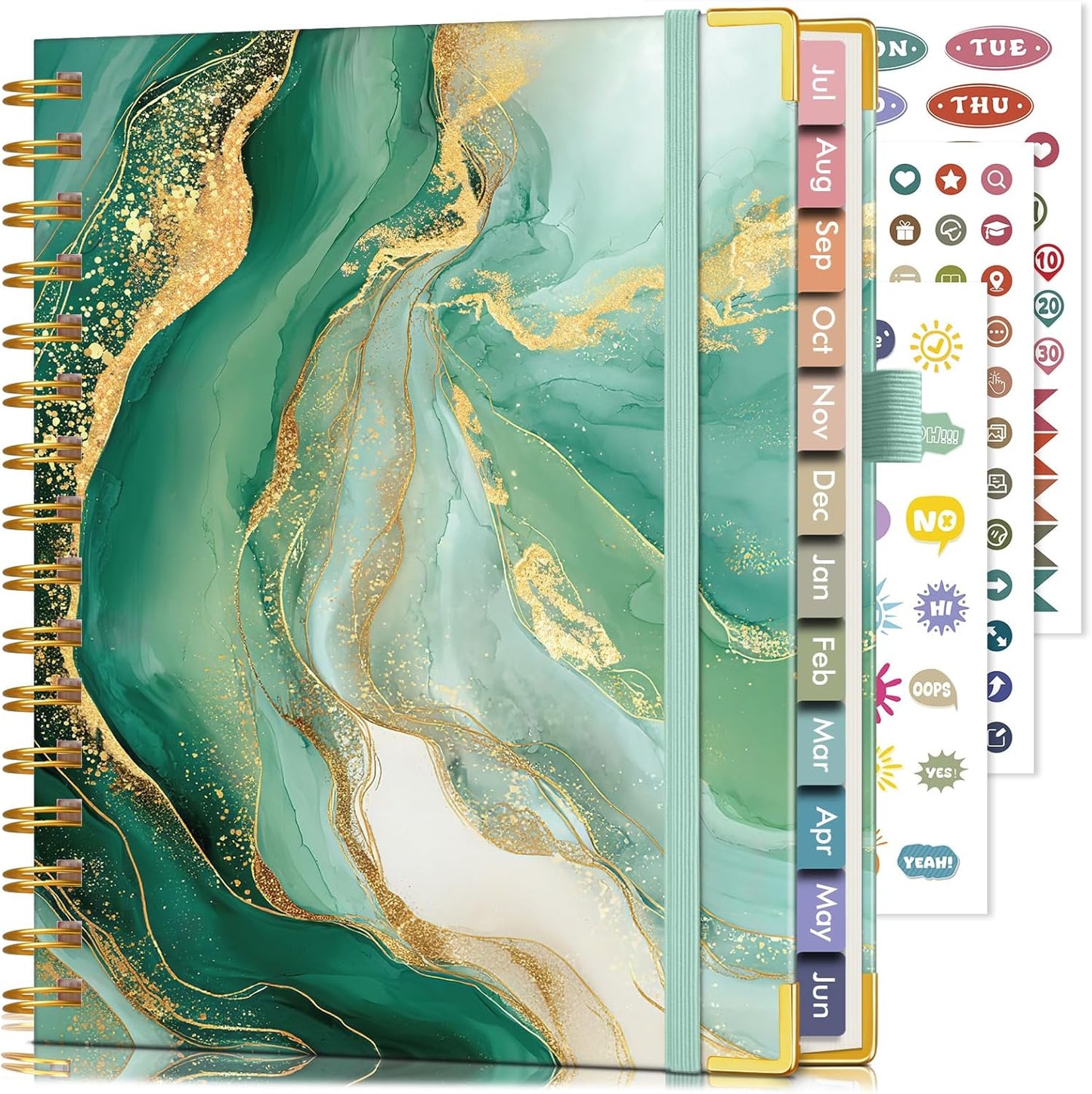 2026 Planner, Weekly and Monthly Calendar Planner from January 2026 - December 2026, 8.5" x 11" Hardcover Leather Hourly Appointment Book with Tabs, Spiral Daily Planners for School Work Home, Green