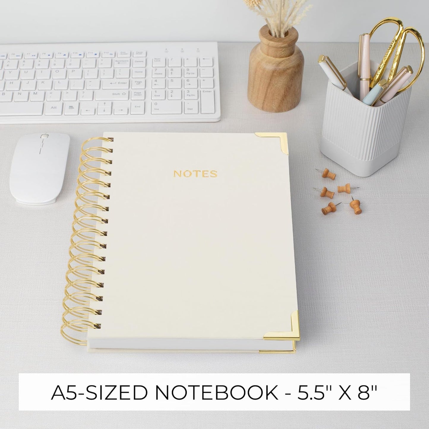 Aesthetic Thick Spiral Notebook Journal For Women in B5 Format - Modern Linen Hardcover College Ruled Note Book With 300 Lined Pages - Perfect For Writing And Staying Organized at Work or School
