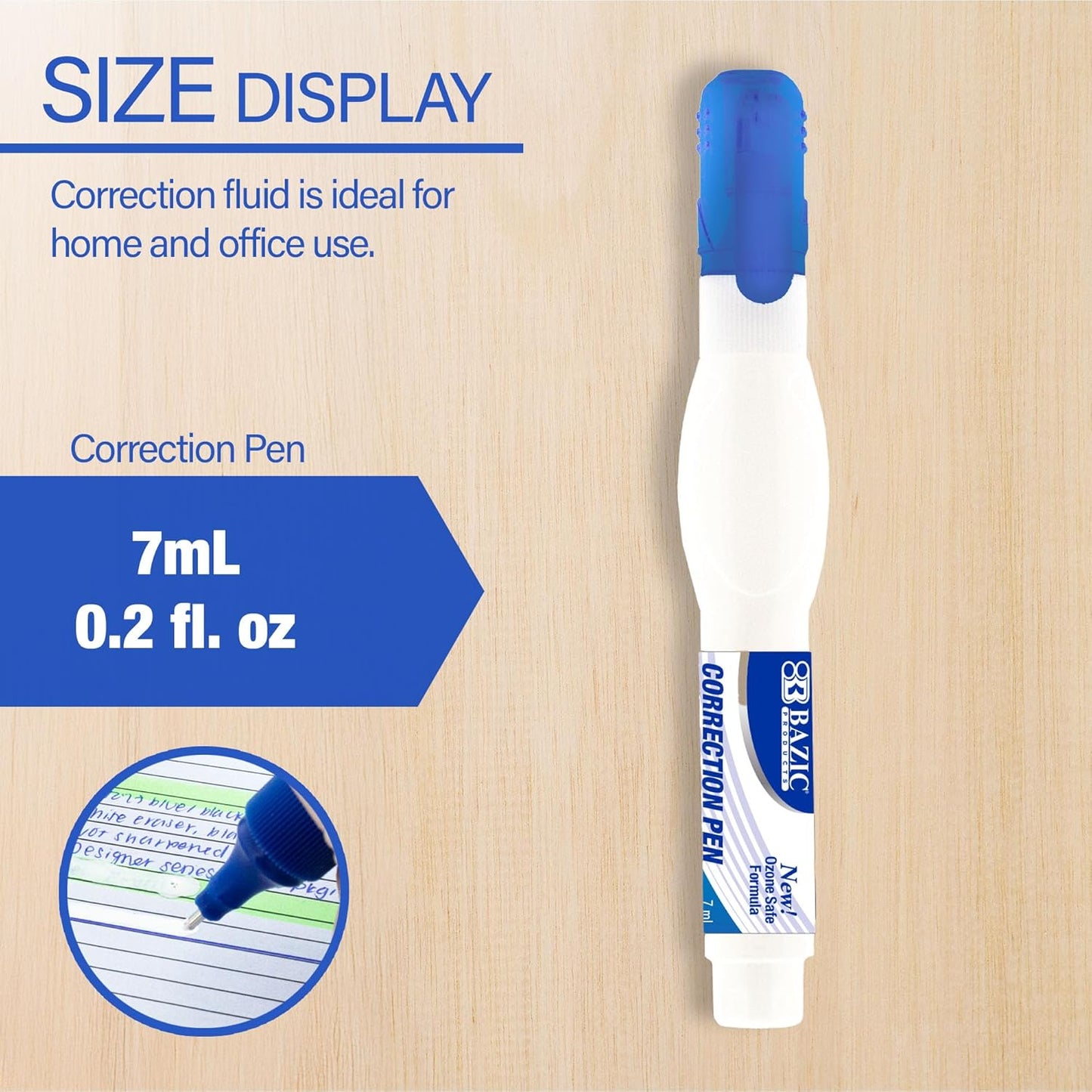BAZIC Products Correction Pen, Metal Tip, 2 Count