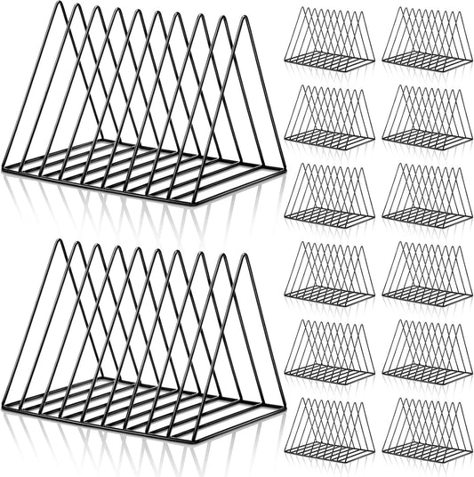 Shimeyao 6 Pieces Magazine Holder Triangle File Holder Book Record Metal Vinyl Record Storage Magazine Rack Multifunction Triangle File Organizer Sorter for Decor Home Office (Black)