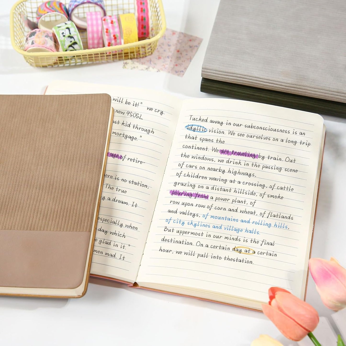 Lined Journal Notebook for Work College Ruled Note Book 5.79"x8.27"A5 PU Leather Daily Journaling 216 Pages for Women Men Writing Home School Supplies Business (Dark Green)