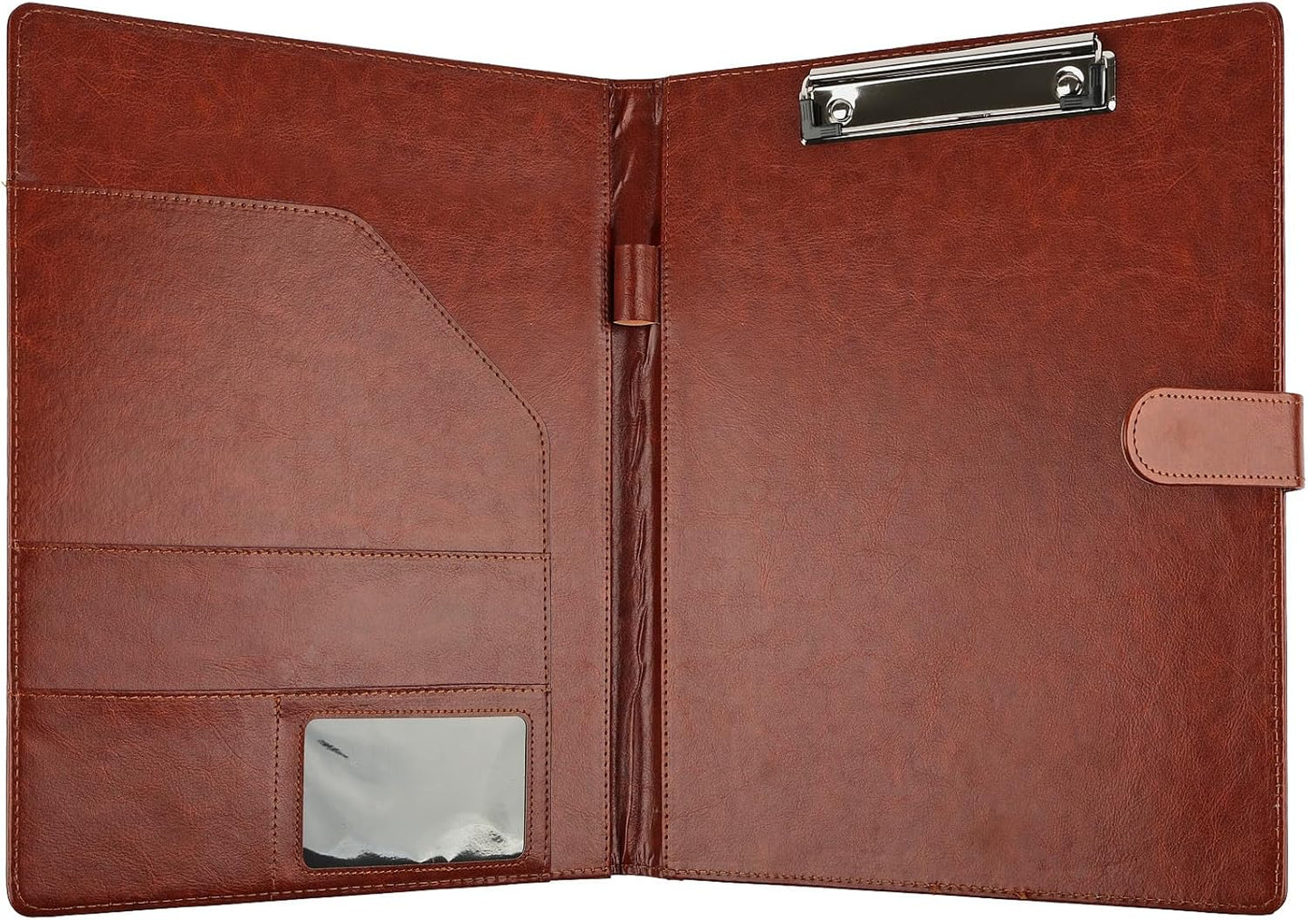Professional Padfolio with Clipboard, Faux Leather Portfolio Folder Binder, Legal Pad Holder for A4 Letter Size Notepad, Resume, Writing Pad, Ideal Organizer for Business Office Conference, Black