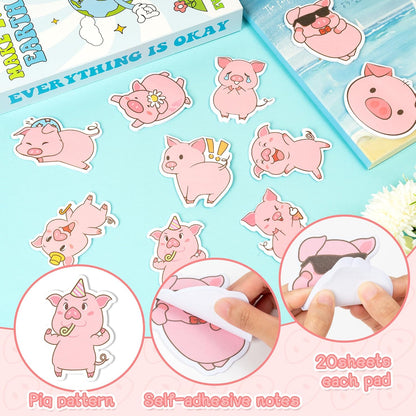 CJiangpo 30Pcs Marshmallow Sticky Notes Pads, 600 Sheets Cute Self Stick Notepad Memo Pads Funny Cartoon Page Marker Classroom Rewards Camping Themed Gift