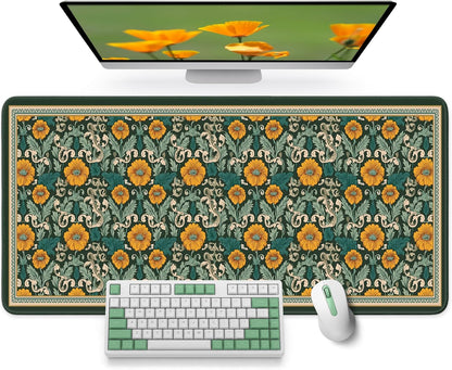 Large Mouse Pad for Desktop, Cute Desk Mat Pad Protector for Work & Gaming, Aesthetic Pretty Anti-Slip Laptop Blotter Cover for Office School Home Supplies, Wildflowers, 31.5" x 11.8"