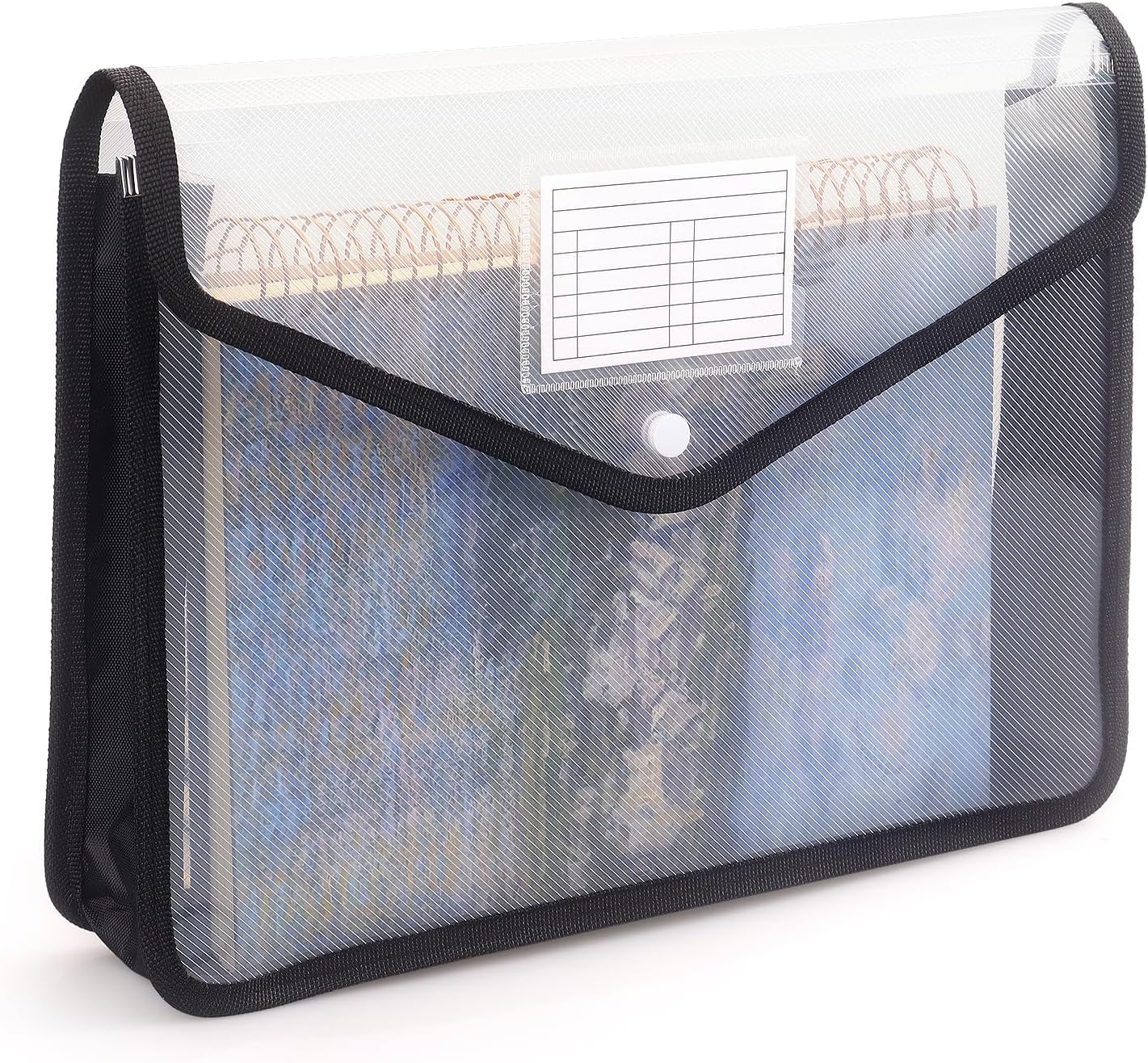 Plastic Expanding File Folder, Transparent envelopes with Snap Closure, No Dividers, Large Capacity, Fit Letter/A4 Size (Pink)