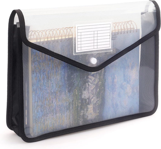 Plastic Expanding File Folder, Transparent envelopes with Snap Closure, No Dividers, Large Capacity, Fit Letter/A4 Size (Pink)