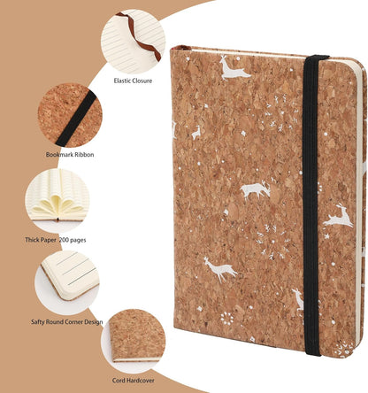 BOBO RABBIT 3 Pack Pocket Journal Notebooks Small Mini Notebook for Note Taking Little Compact A6 Size Hardcover Cork Notepads for School Office Traveler Diary, 3.7"x5.7", Total 600 Pages