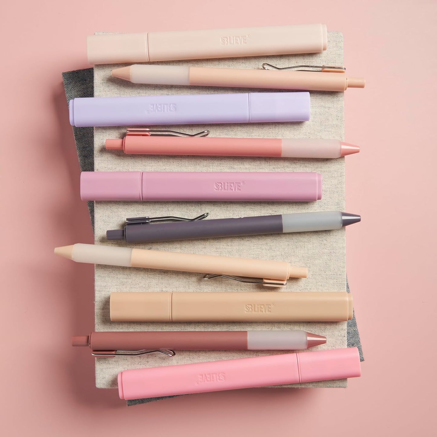 BLIEVE - Aesthetic Highlighters and Gel Pens With Soft Ink and Chisel Tip, Bible Highlighters and Pens No Bleed, Dry Fast Easy to Hold, for Bible Journaling Planner School Supplies (MORANDI)