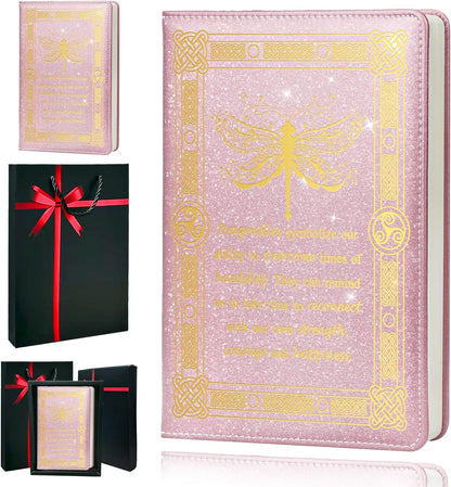 Dragonfly Gifts for Women,Journal for Women,A5 Hardcover Leather Journal - 200 Pages Premium Paper Notebook, Journal Notebook for School, Work (Dragonfly Pink)