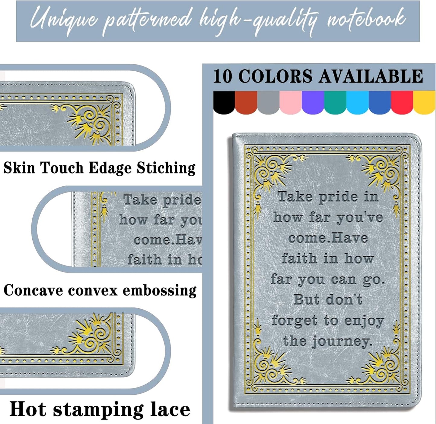 Inspirational Gift Appreciate Lined Journal Notebook Graduation Gift Take Pride In How Far You've Come Writing Notebook Encouragement Gift,1 Pack (Yellow),(Take pride-Yellow)
