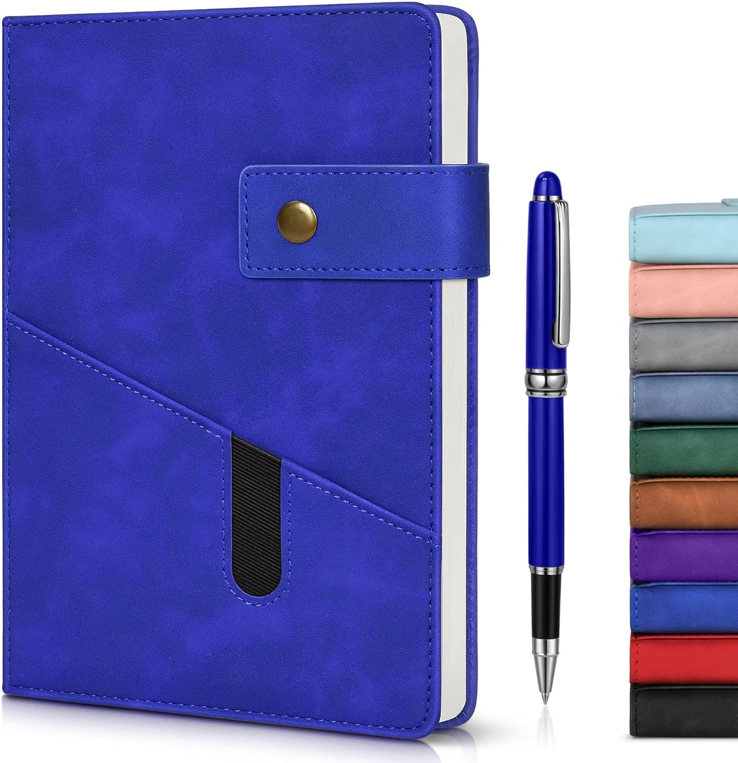 Lined Journal Notebook with Pen, A5 Personalized Hardcover Leather Journal for Men Women, 200 Pages 100 GSM Thick Paper College Ruled Notebooks for Work Travel School Writing Diary 5.9" X 8.4" Black