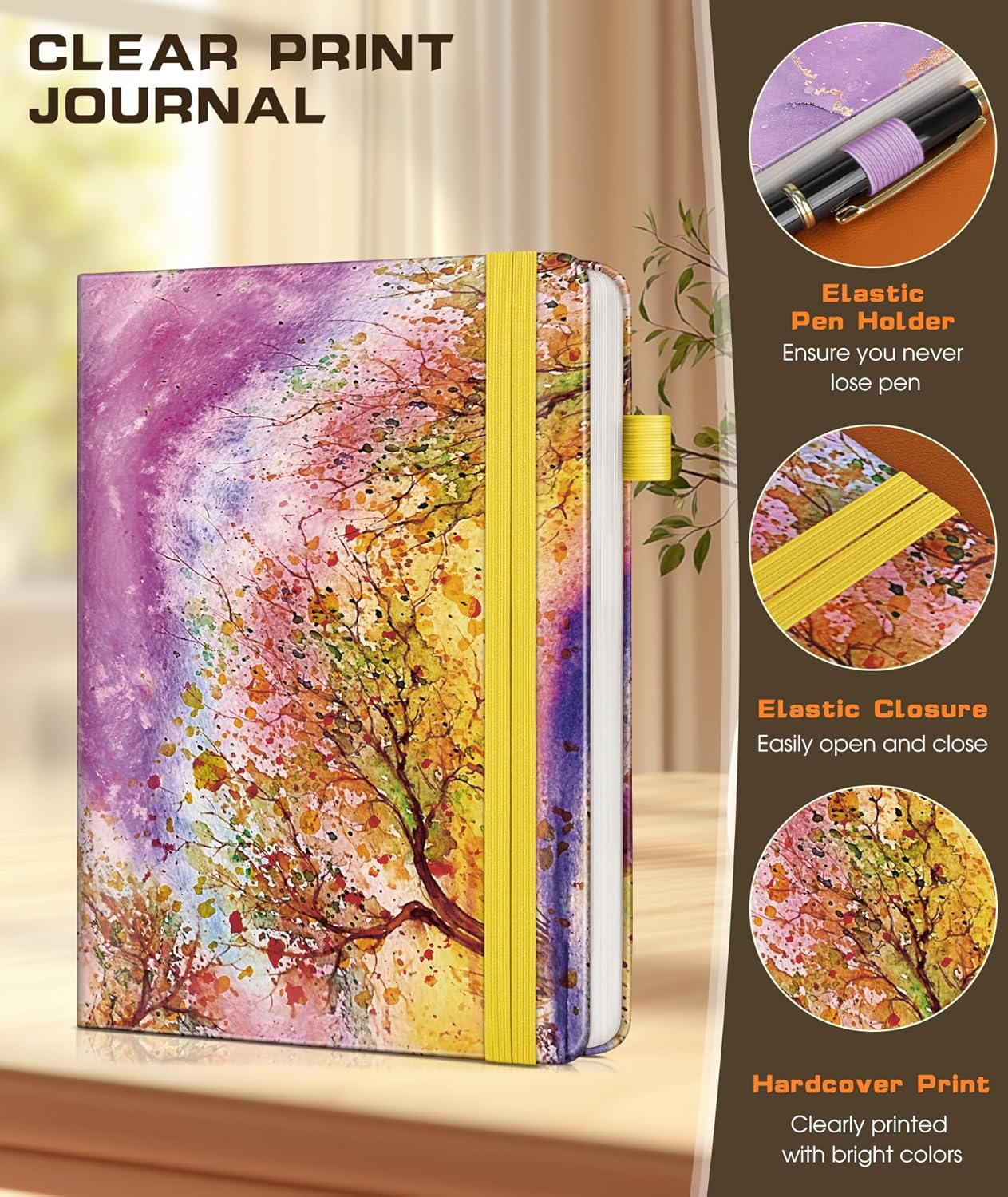 Lined Journal Notebook for Women Men, 256 Numbered Pages Hardcover Leather Journals for Writing, A5 Journaling Notebooks, College Ruled Journal for Business Work School Note Taking 5.75" x 8.38" Brown