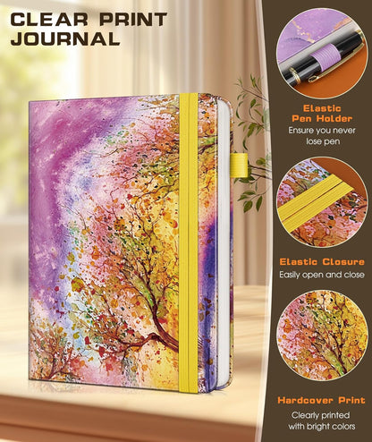 Lined Journal Notebook for Women Men, 256 Numbered Pages Hardcover Leather Journals for Writing, A5 Journaling Notebooks, College Ruled Journal for Business Work School Note Taking 5.75" x 8.38" Brown