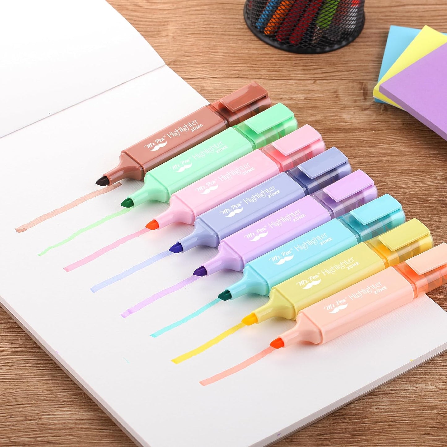 Mr. Pen- Pastel Highlighters, 8 Pack, Highlighters with Firm Chisel Tip, Quick Dry & Non-Toxic, No Bleed on Standard Paper, Ideal for Highlighting, Underlining, Journaling & Coloring