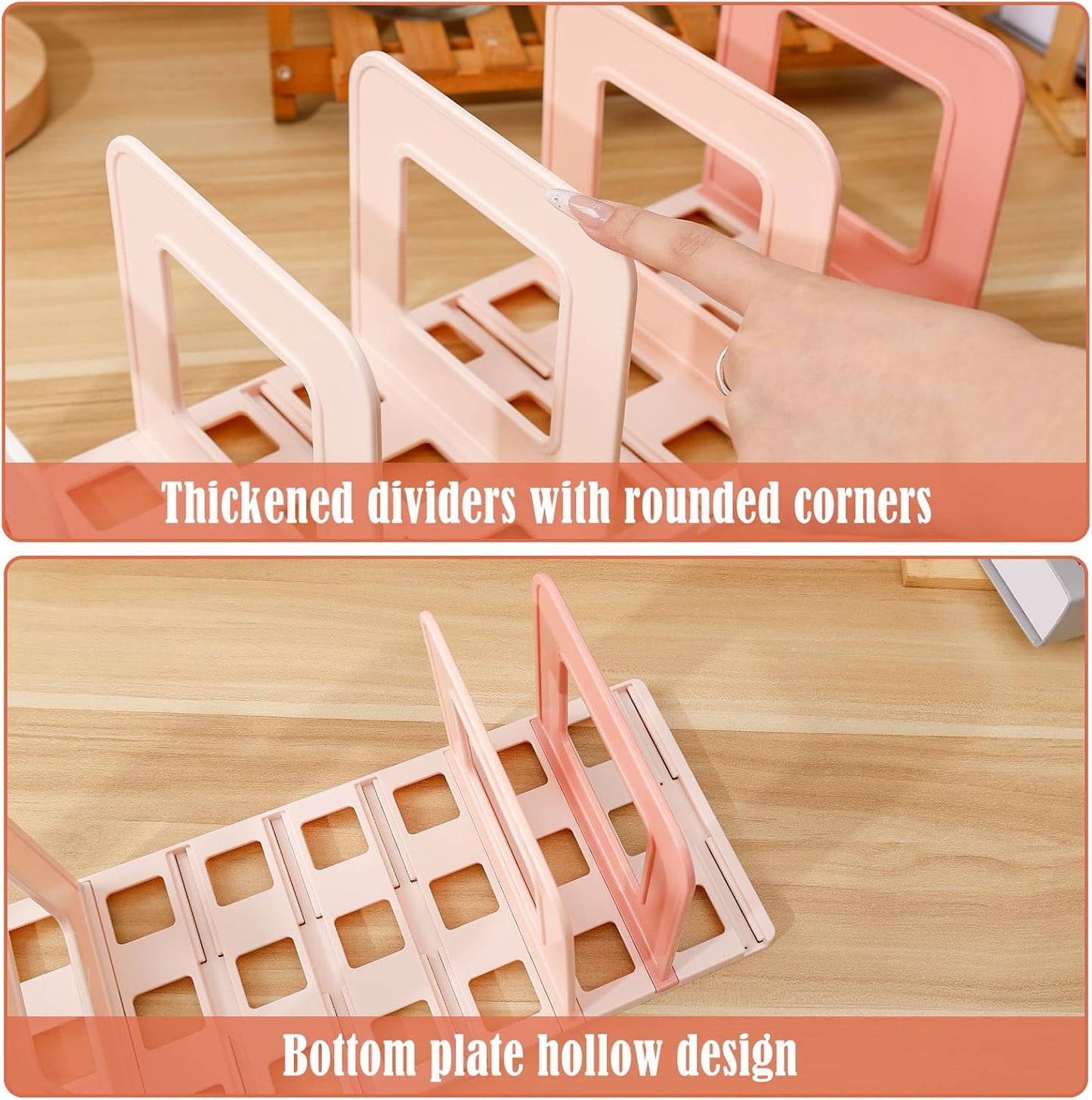 BAYTORY Gradient Desk File Holder, Vertical File Organizer with Adjustable Dividers, Desktop Book Organizer, Binder Shelf for Office Desk (4 Slots, Pink)
