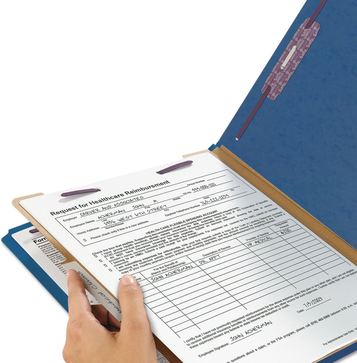 Smead Classification Folder, Letter, 2/5 Right of Center, 1 Divider, Dark Blue, 10 Per Box (13732) (Pack of 1)