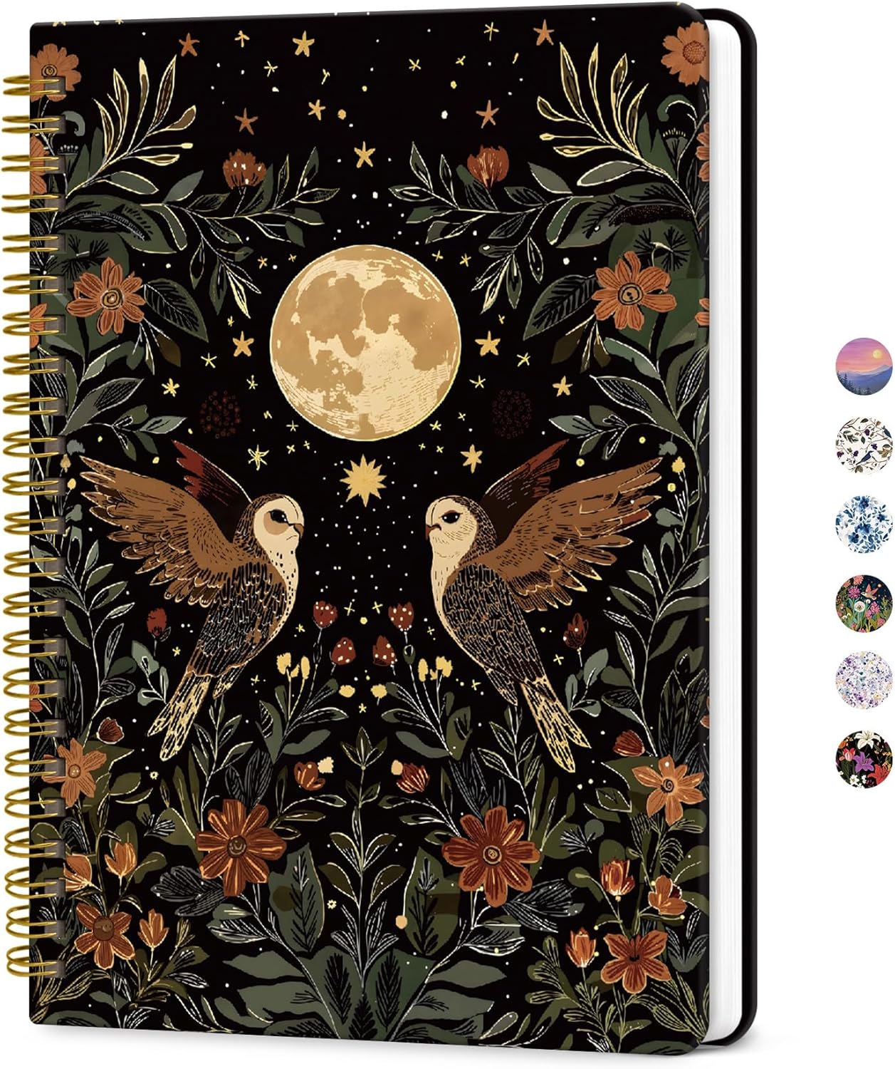 ZOTIA Lined Spiral Journal for Women, A5 Pretty Hardcover Notebook for Work, School & Office Writing, Aesthetic Writing Journal College Ruled, 140 Pages, 5.8" x 8.3", Twilight Bloom