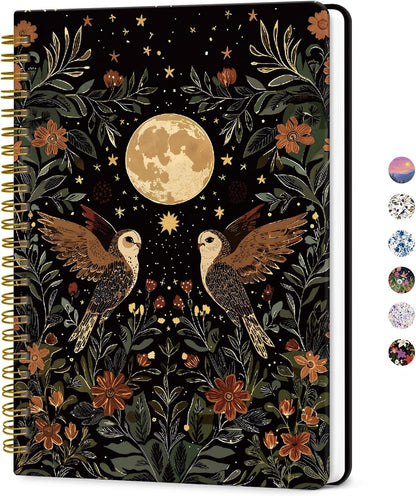 ZOTIA Lined Spiral Journal for Women, A5 Pretty Hardcover Notebook for Work, School & Office Writing, Aesthetic Writing Journal College Ruled, 140 Pages, 5.8" x 8.3", Twilight Bloom