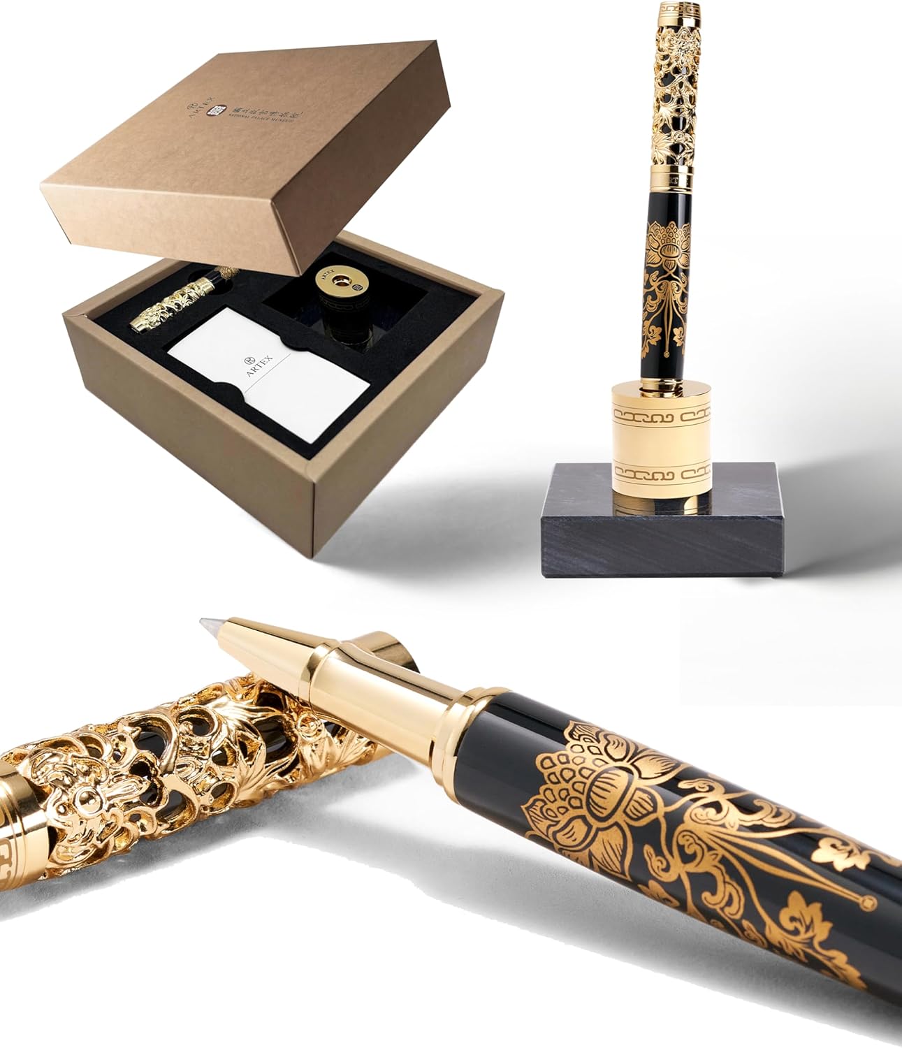 ARTEX Executive Rollerball Pen-Museum Collections-Crafting Timeless Beauty-Luxury Pen Gift & Office Desk Decor, German SCHMIDT refill, Solid Metal Texture