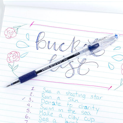 Pentel RSVP Ballpoint Pen, Fine Line, (0.7mm), Black Ink (BK90-A) (Pack of 1, 12 Count Total)