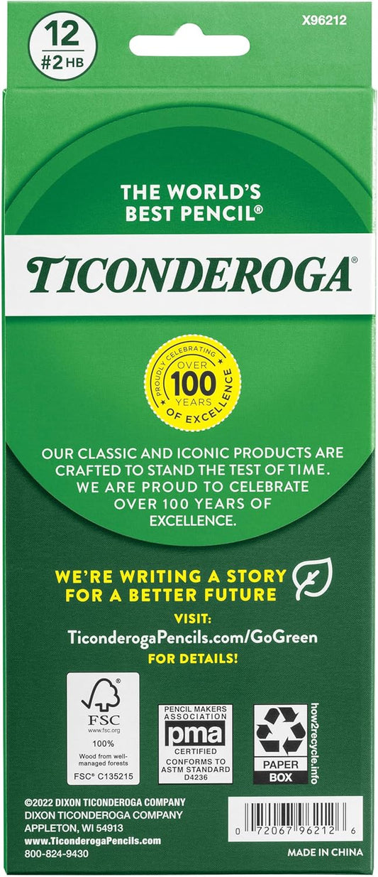 Ticonderoga Envirostik Wood-Cased Pencils, #2 HB Soft, Natural, 12 Count