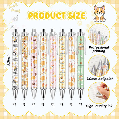 Ireer 8 Pcs Ballpoint Pens for Women 1.00 mm Cute Black Ink Pens Fine Point Smooth Writing for Journaling Aesthetic Office Supplies (Mahjong)