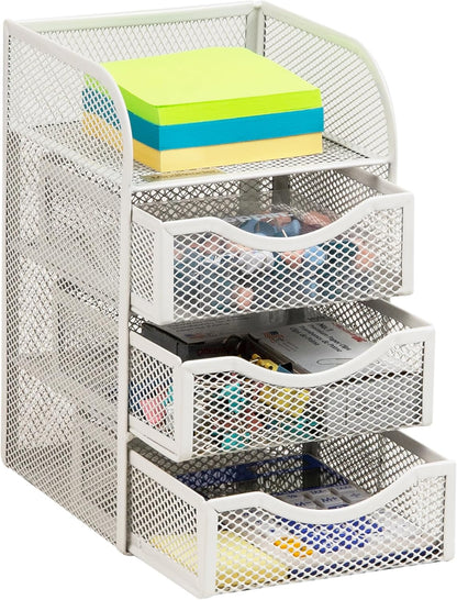 Mind Reader Desktop Accessory Storage, Paper Binder Clip Basket, Workspace, Office, Metal Mesh, 4.75"L x 5"W x 8"H, Black