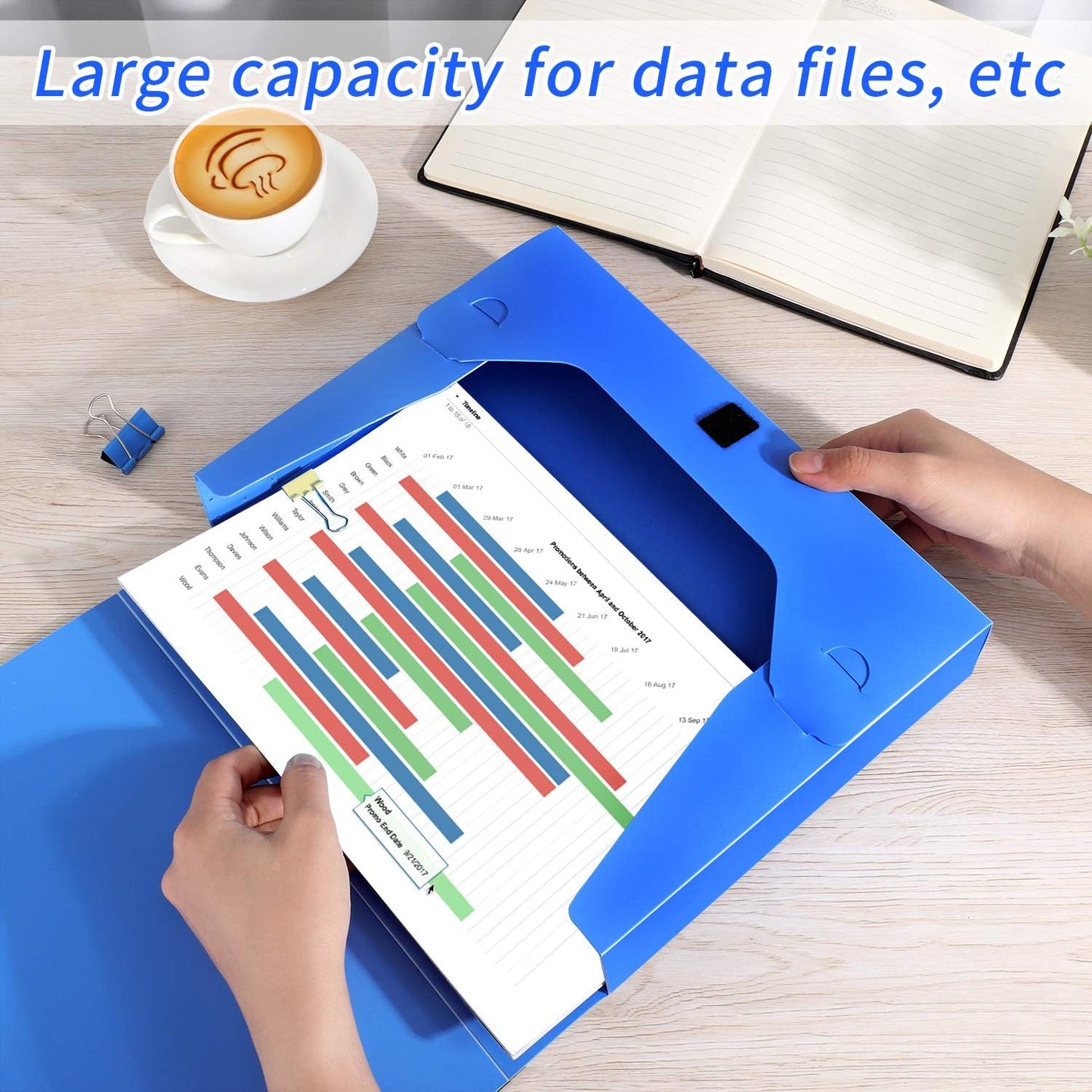 HUA JIE A4 Storage File Boxes Plastic Archives Cases with Lid, File Folder Organizer Document Filing Box for office,31×7.5×23.5 cm, Black(Pack of 4)