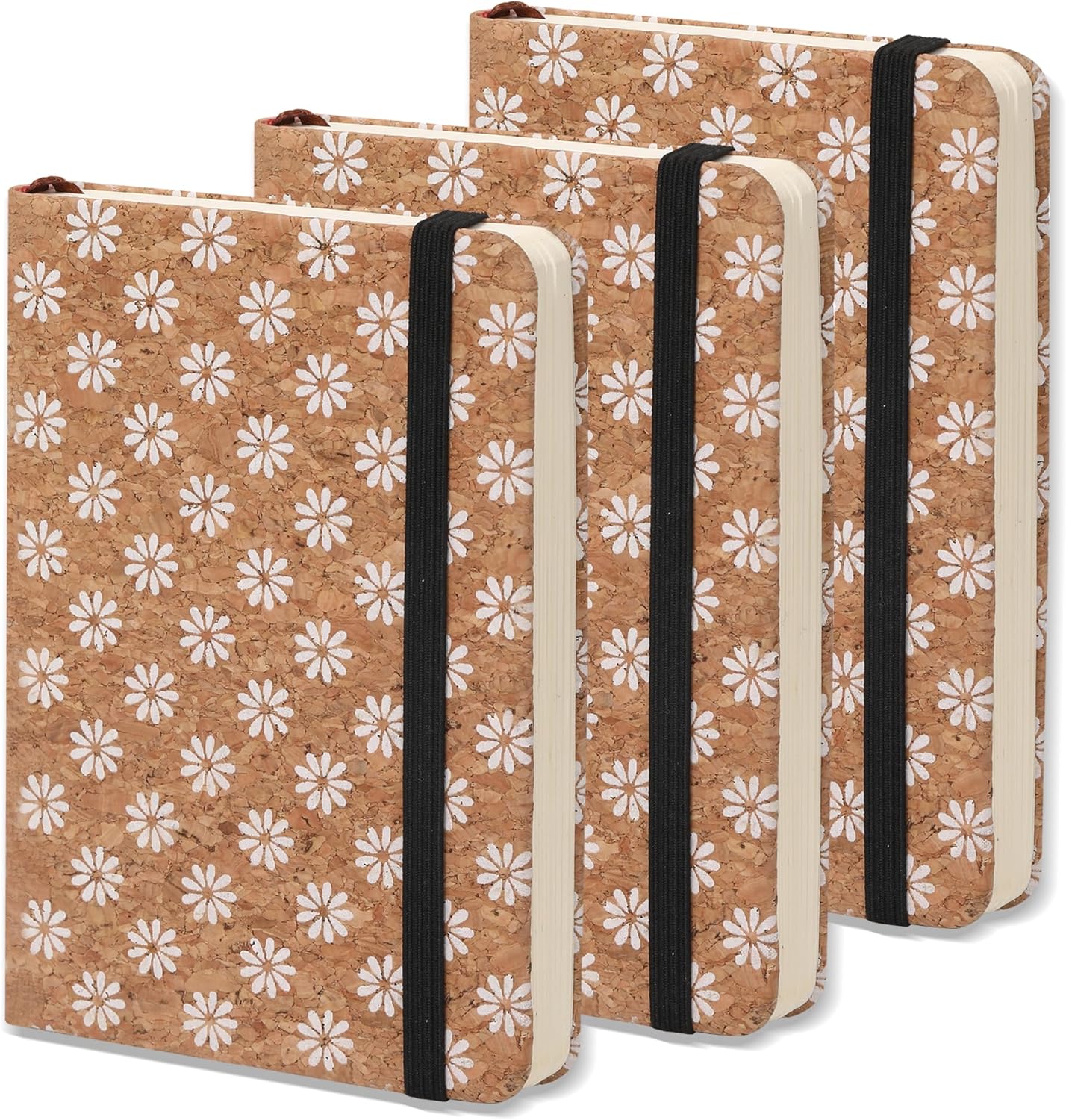 BOBO RABBIT 3 Pack Pocket Journal Notebooks Small Mini Notebook for Note Taking Little Compact A6 Size Hardcover Cork Notepads for School Office Traveler Diary, 3.7"x5.7", Total 600 Pages