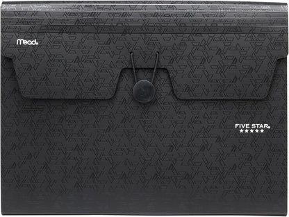 Five Star Expanding File Organizer, 6-Pocket Accordian File Organizer, Bungee Closure, Holds 8-1/2" x 11" Paper, Black (72391)