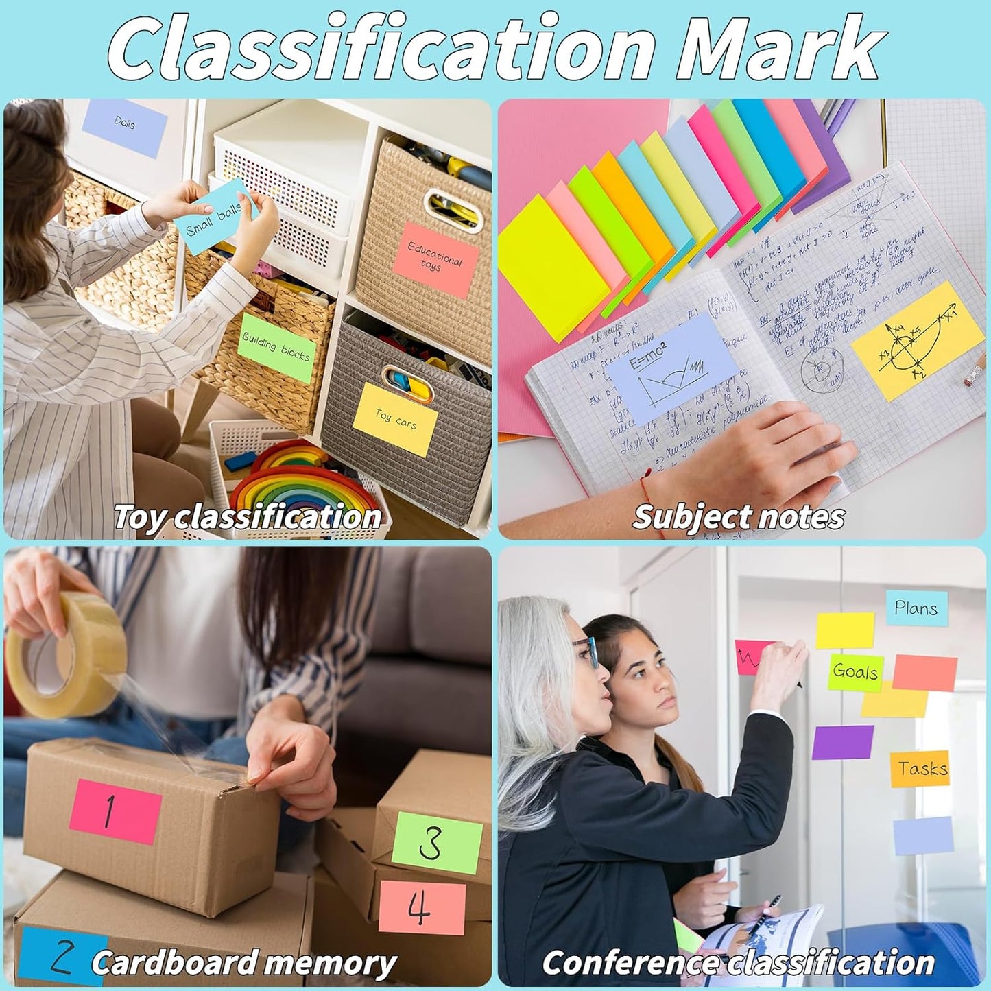 100 Pack Sticky Notes Bulk 3 x 3 in Self-Stick Note Pads Colorful Posted Note in 20 Colors Adhesive Paper Memo 50 Sheets/Pad Easy to Post for Office Home School Meetings Notebook Wall Door Window