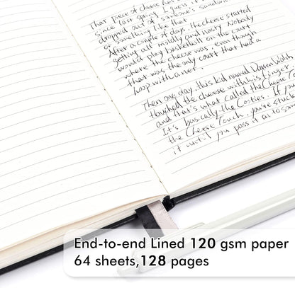 feela College Ruled Notebooks, 24 Pack Business Notebook Hardcover Lined Writing Journal with Pen Holder for Men Women Note Taking, with 24 Black Pens, 120 GSM, 5.1”x8.3”, A5, White