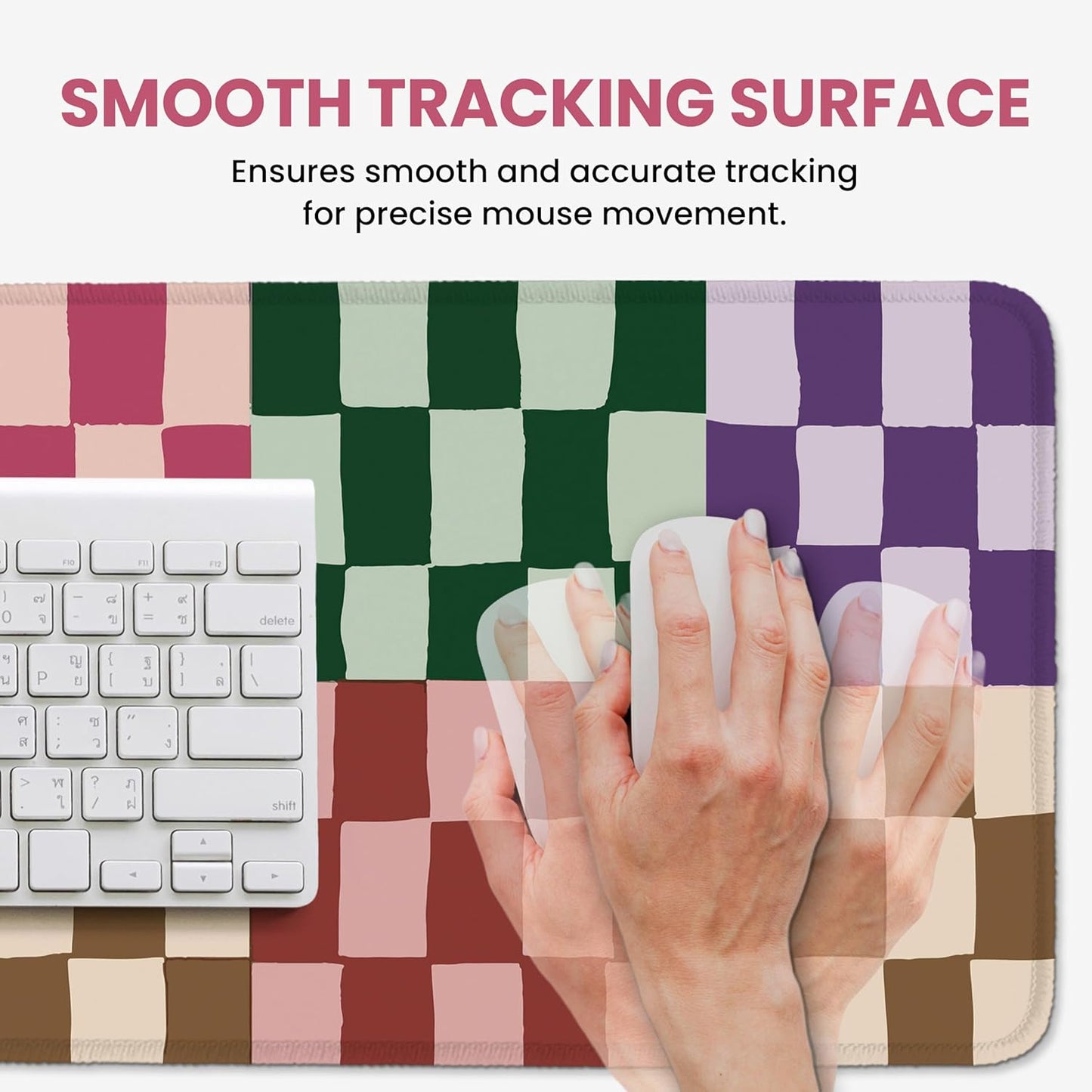 Large Mouse Pad for Desktop, Cute Desk Mat Pad Protector for Work & Gaming, Aesthetic Pretty Anti-Slip Laptop Blotter Cover for Office School Home Supplies, Wildflowers, 31.5" x 11.8"