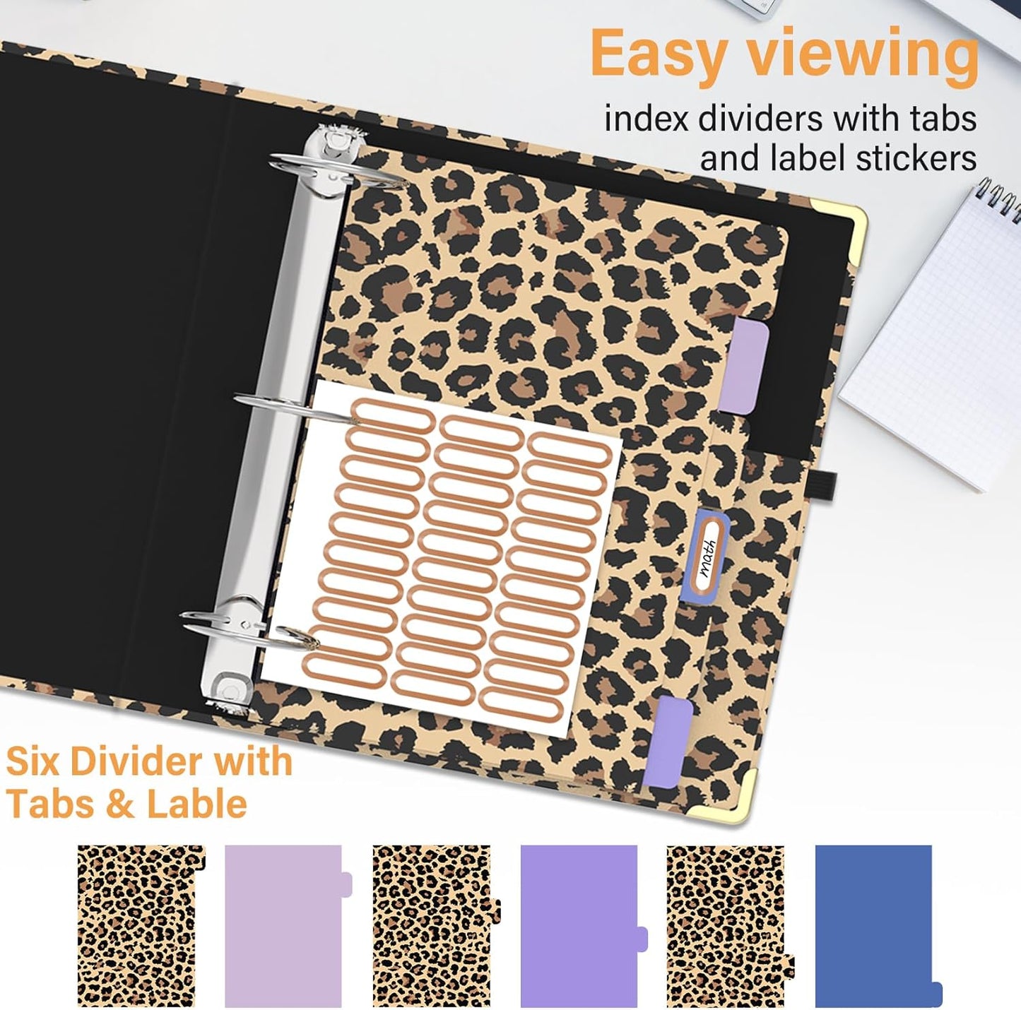 3 Ring Binder 3 Inch Ring, Three Ring Binders for Letter Size 11" x 8.5" with 6-Tab Dividers, 2 Pockets, Binder with Clip for School and Office Supplies-Wild Flowers