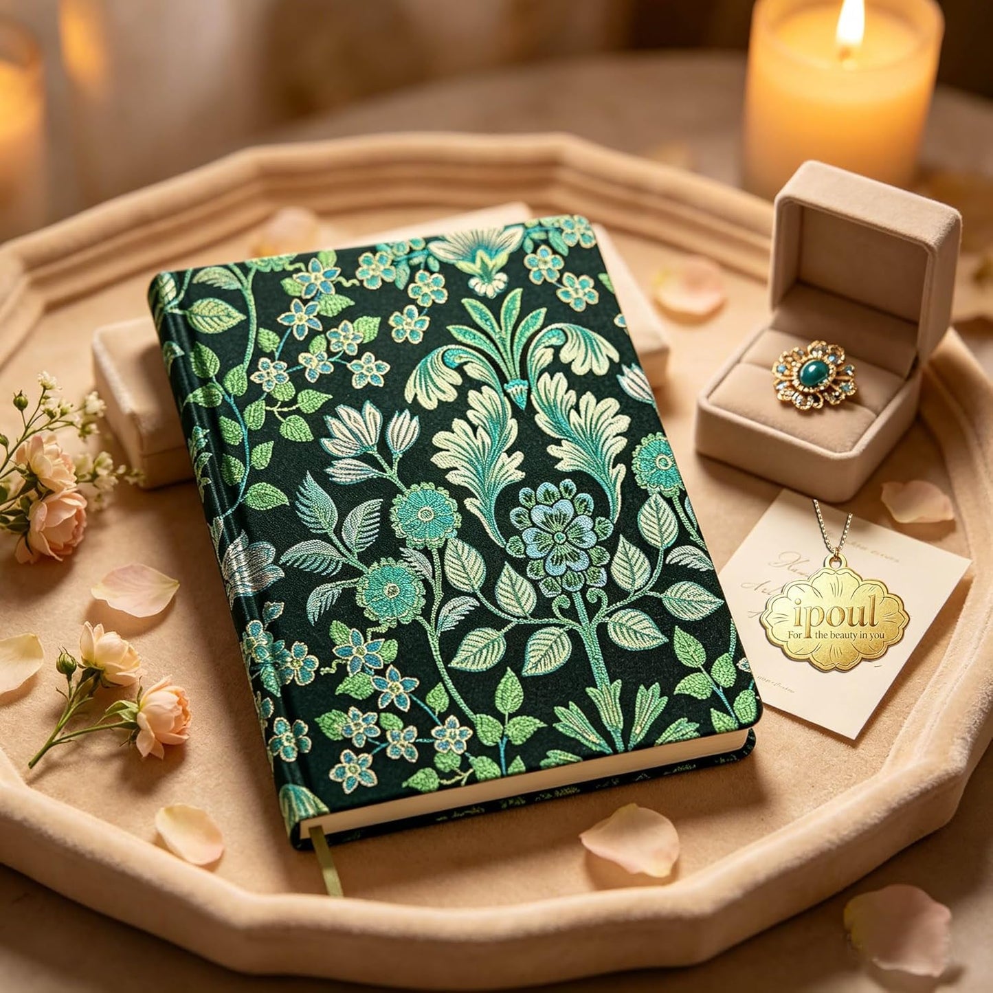 ipoul Flower Notebook, A5, 6x8, Hardcover, Lay Flat, Lined Paper, Journal for Women, Writing Notebook, Pretty, Hibiscus, Pink, Birthday Gifts for Women, Wedding Shower Gifts, Mothers Day Gift