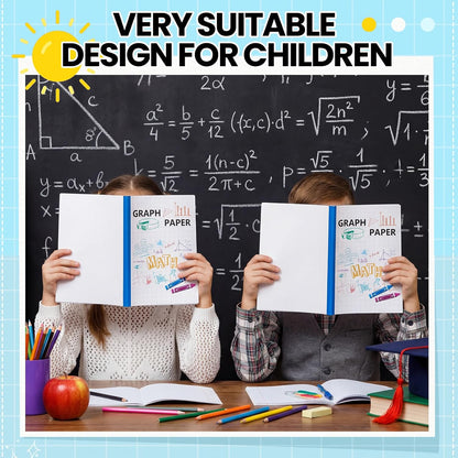 Ctosree 3 Pcs Graph Paper for Kids 1/2 Inch Squares Math Graph Paper Composition Notebook 8.5 x 11 Inches Quad Ruled Grid Notebook for Kids School Supplies