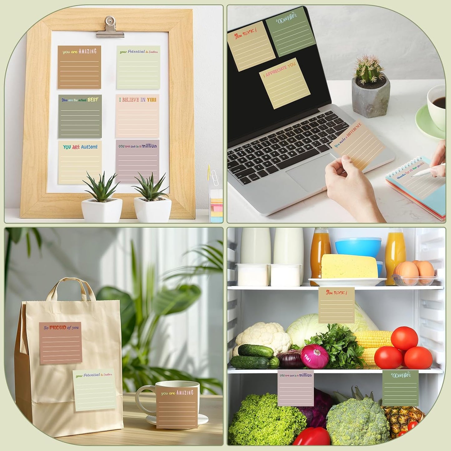 Yinder 48 Pcs Inspirational Sticky Notes Cute Motivational Sticky Notes Pad End of Year Employee Appreciation Gifts Bulk for Teacher Nurse Coworkers Office Supplies 3 x 3'' (Thank You,Dark Color)